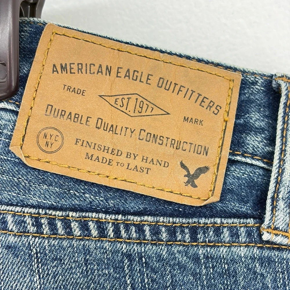 American Eagle Slim Straight Distressed Jeans Blue Mens 33x30 Indie Skate Grunge